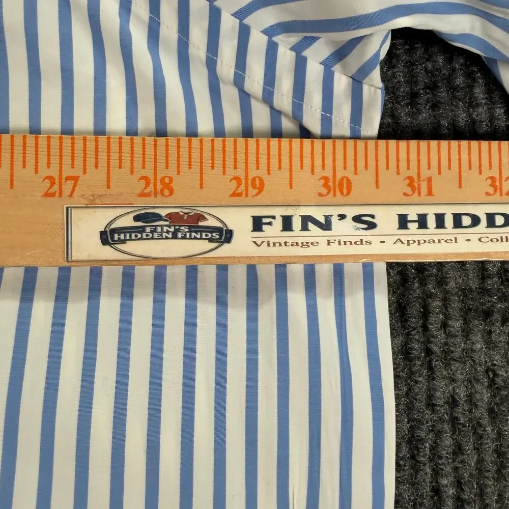 Polo Ralph Lauren Shirt Mens 3XB Blue White Stripe Button Up Long Sleeve Big